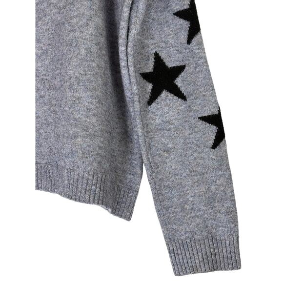 Theo Spence Gray Black w/Star Print Oversized Long Sleeve Sweater Top Size M - Picture 6 of 9